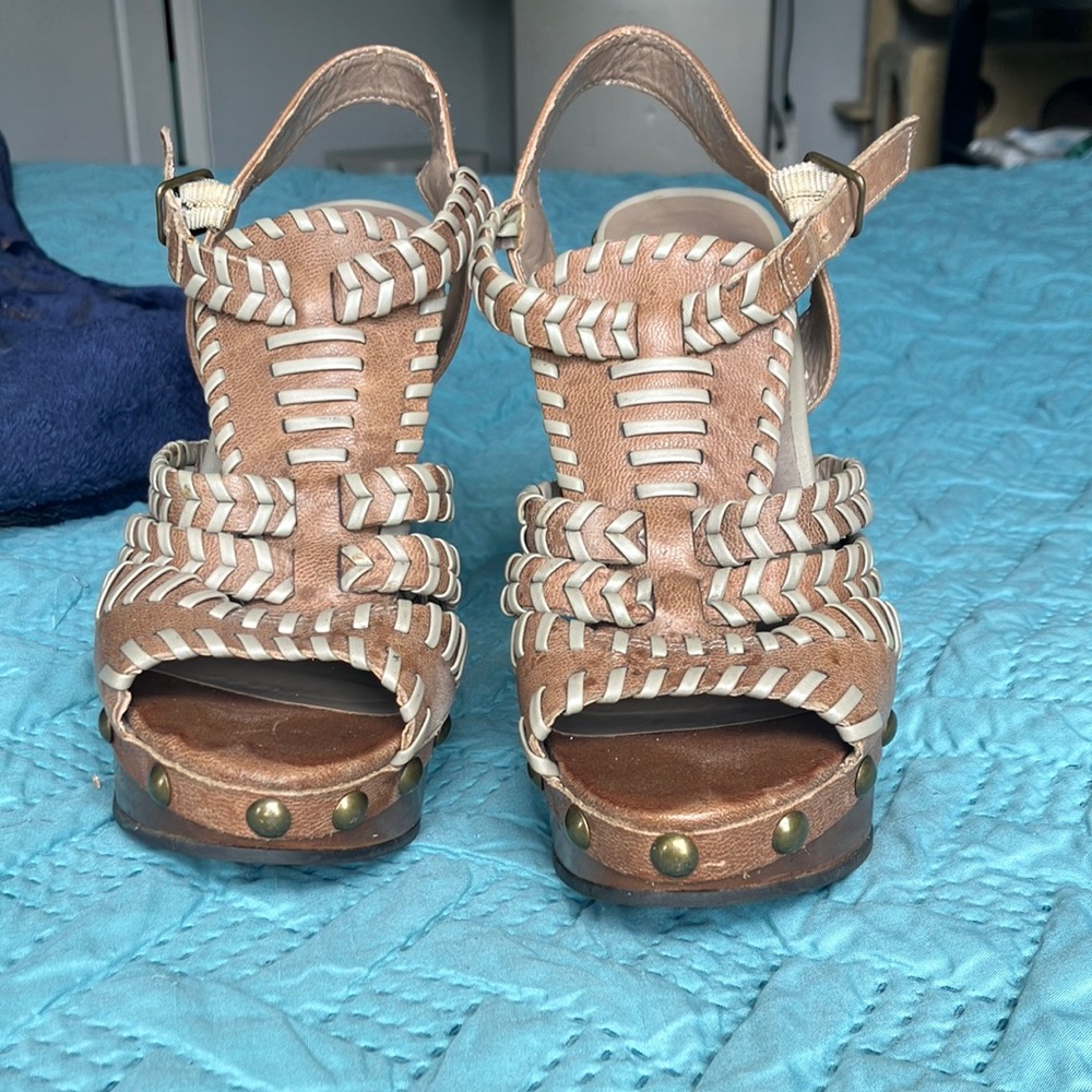 Aldo platform wedge strappy heels size 6.5